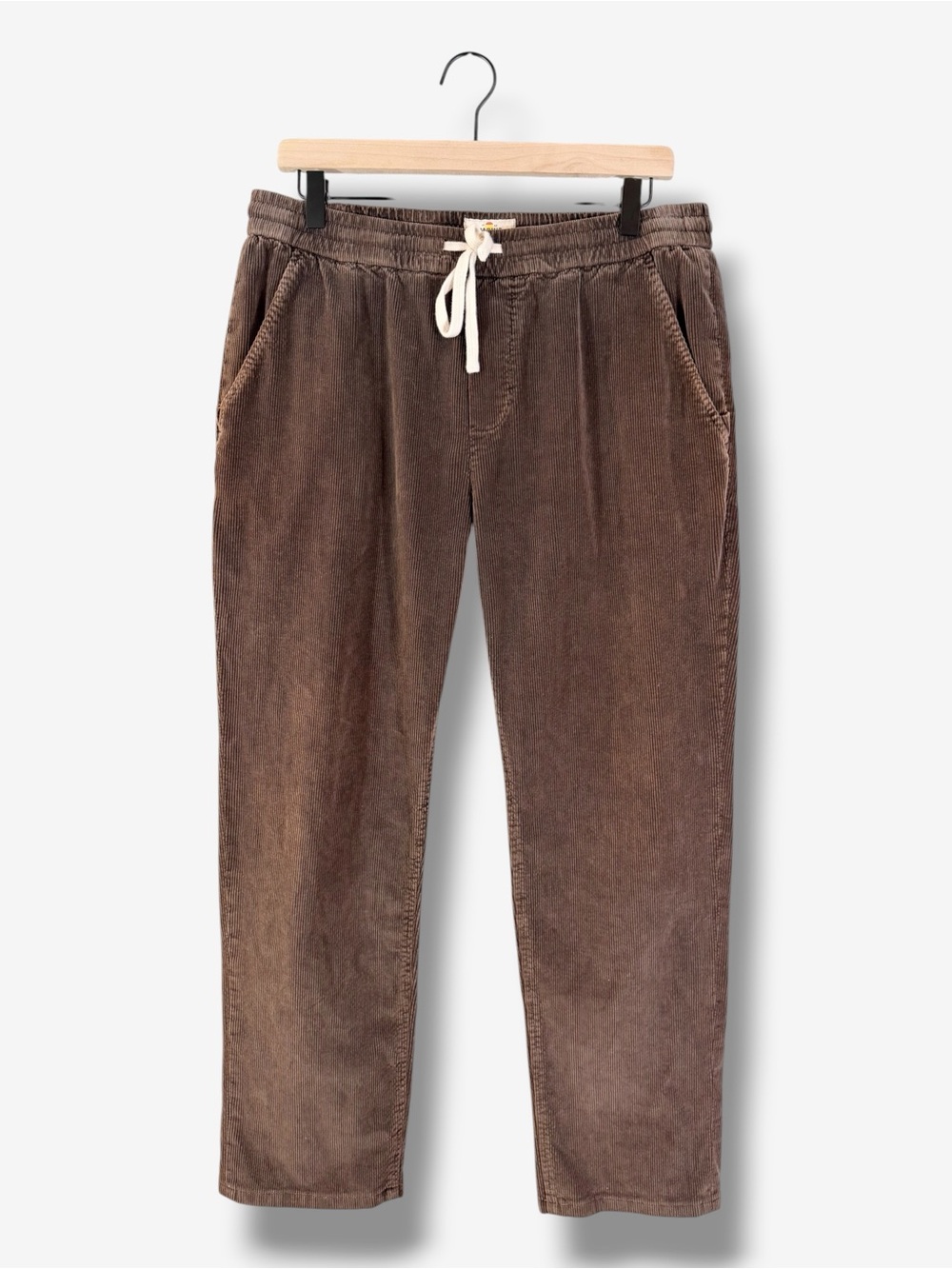 Marine Layer Men’s Saturday Corduroy Drawstring Pants Size L Brown Straight Leg